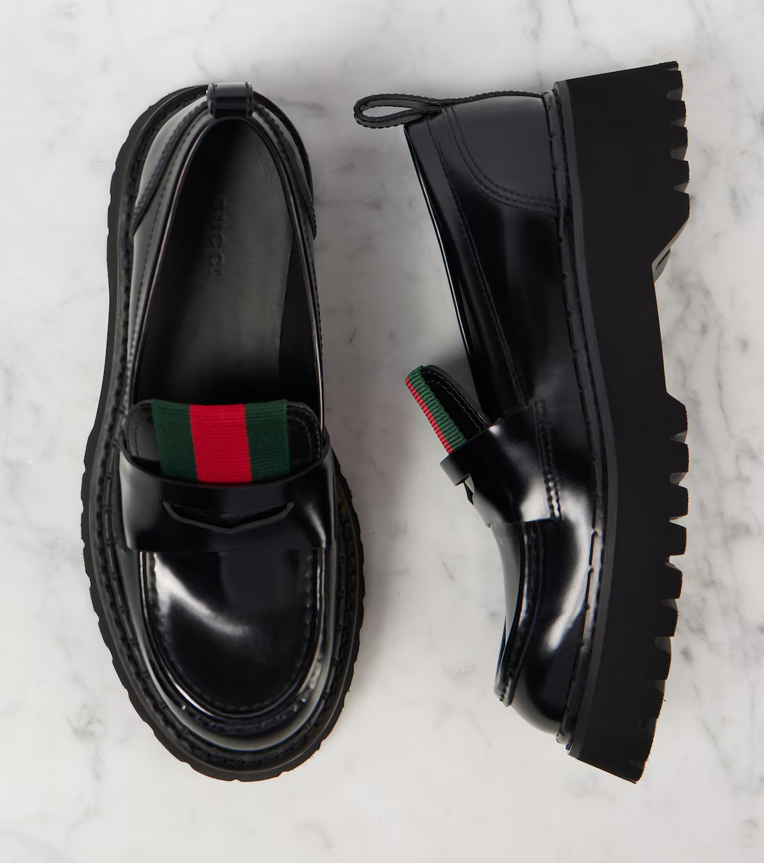 Web Stripe leather loafers