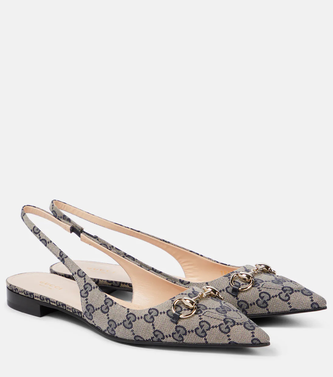 Horsebit GG canvas slingback flats