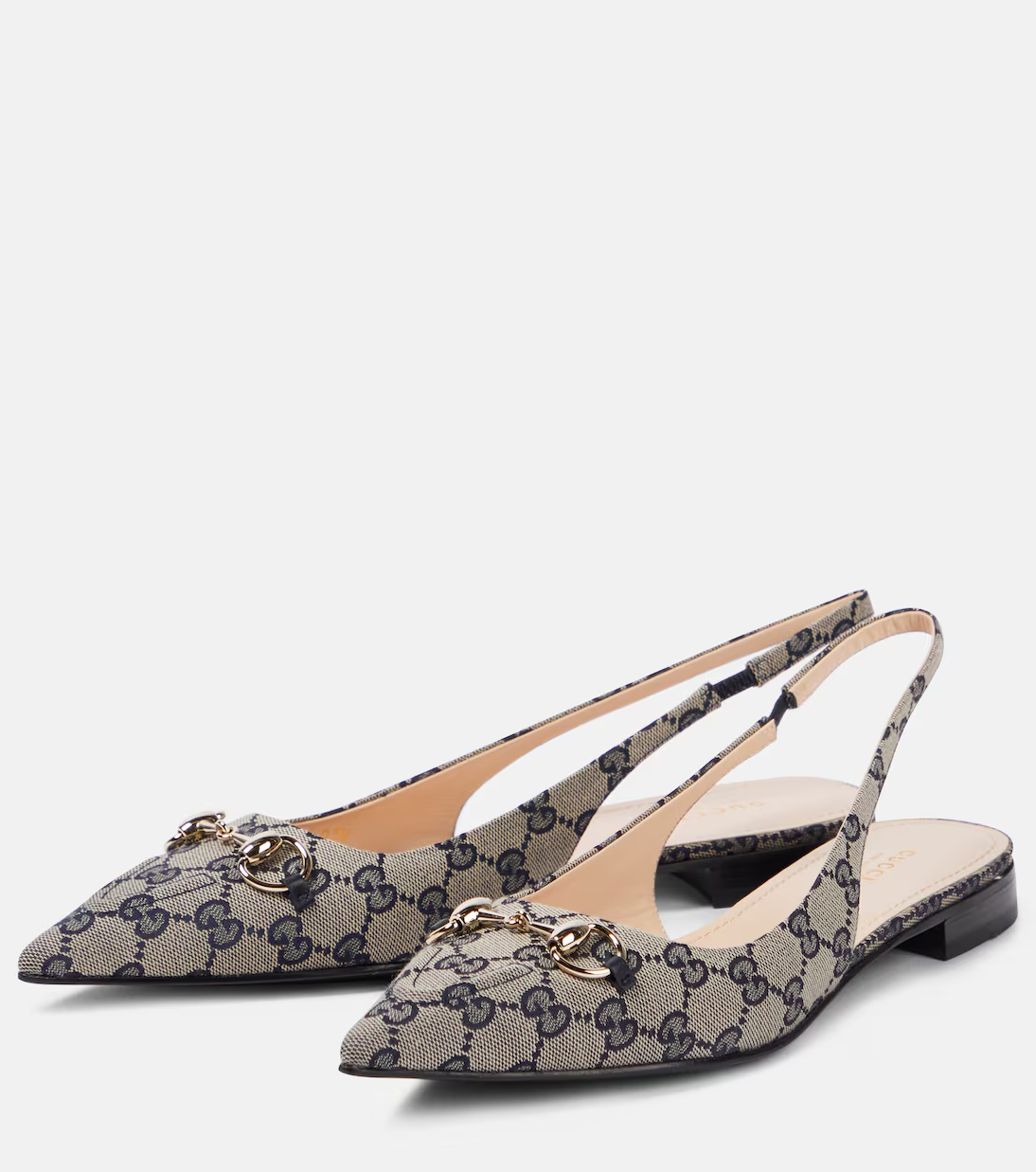 Horsebit GG canvas slingback flats