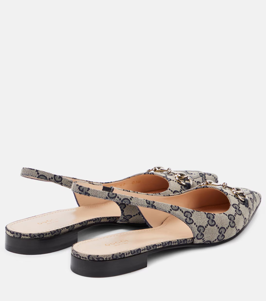 Horsebit GG canvas slingback flats