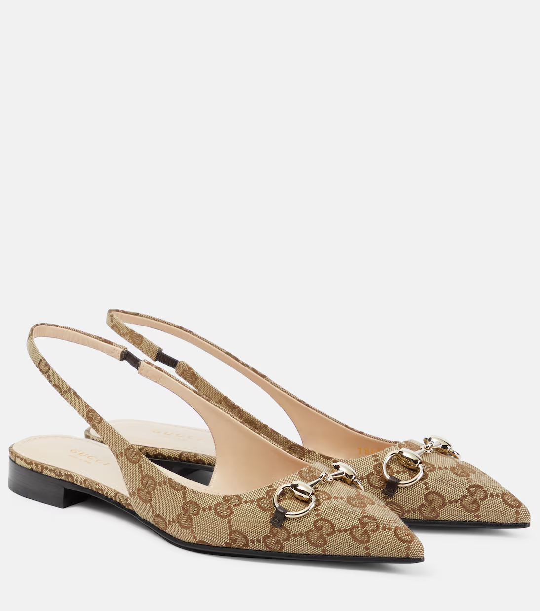 Horsebit GG canvas slingback flats