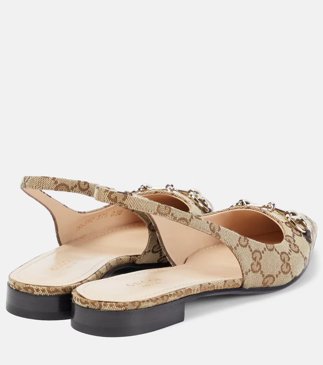 Horsebit GG canvas slingback flats