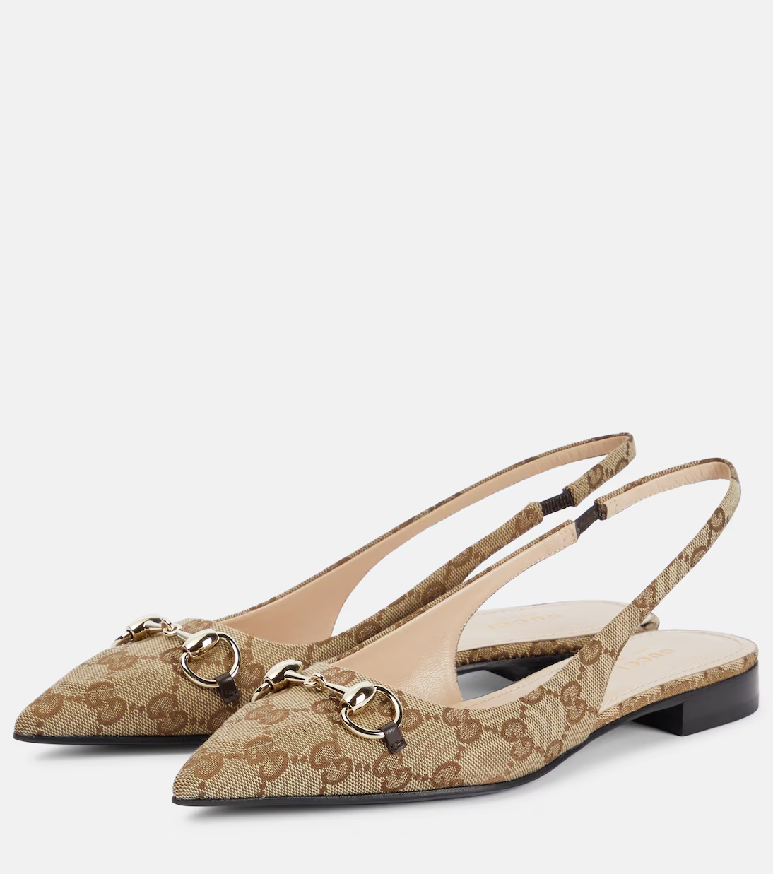 Horsebit GG canvas slingback flats