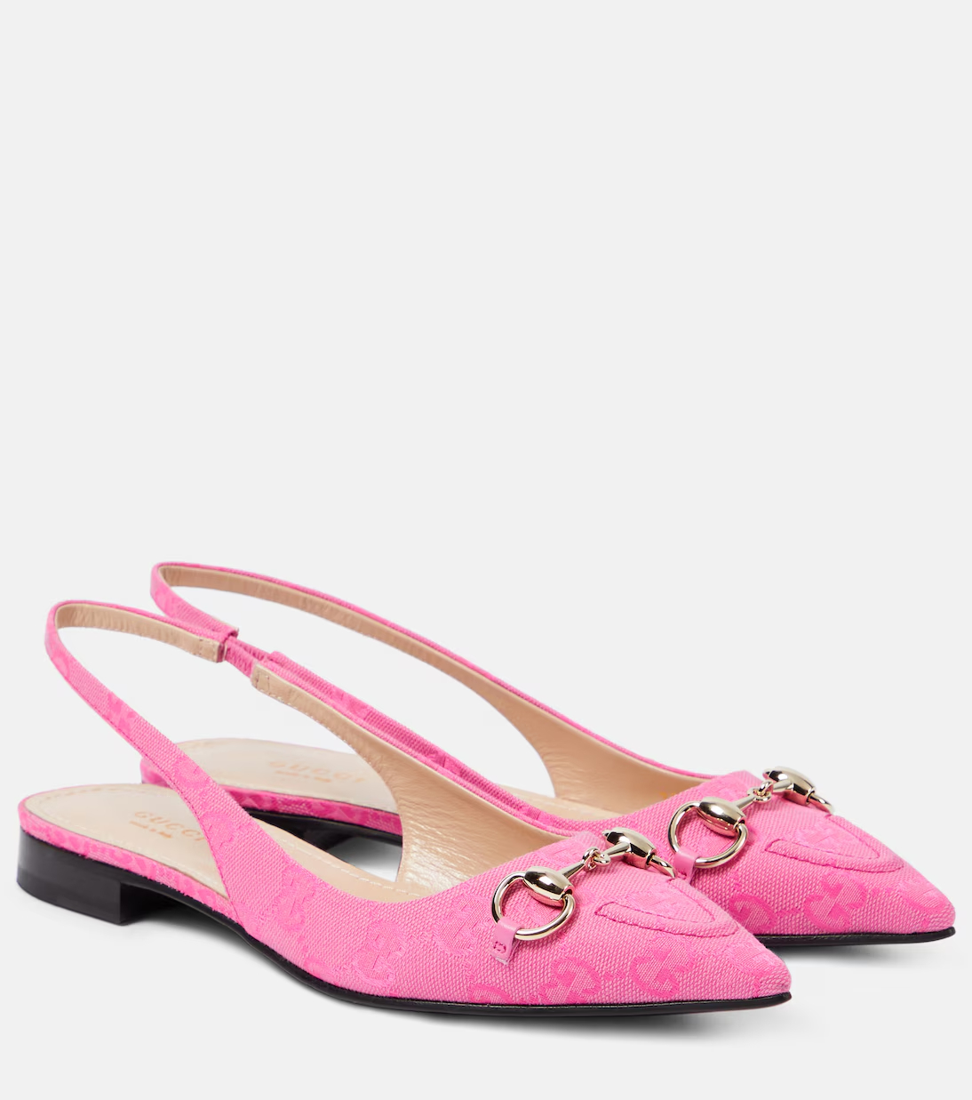 Horsebit GG canvas slingback flats