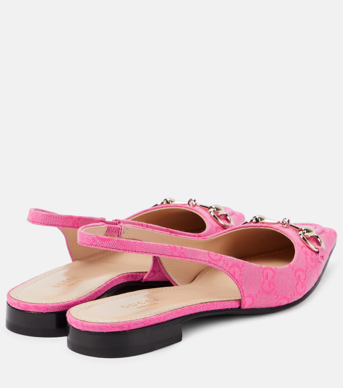 Horsebit GG canvas slingback flats