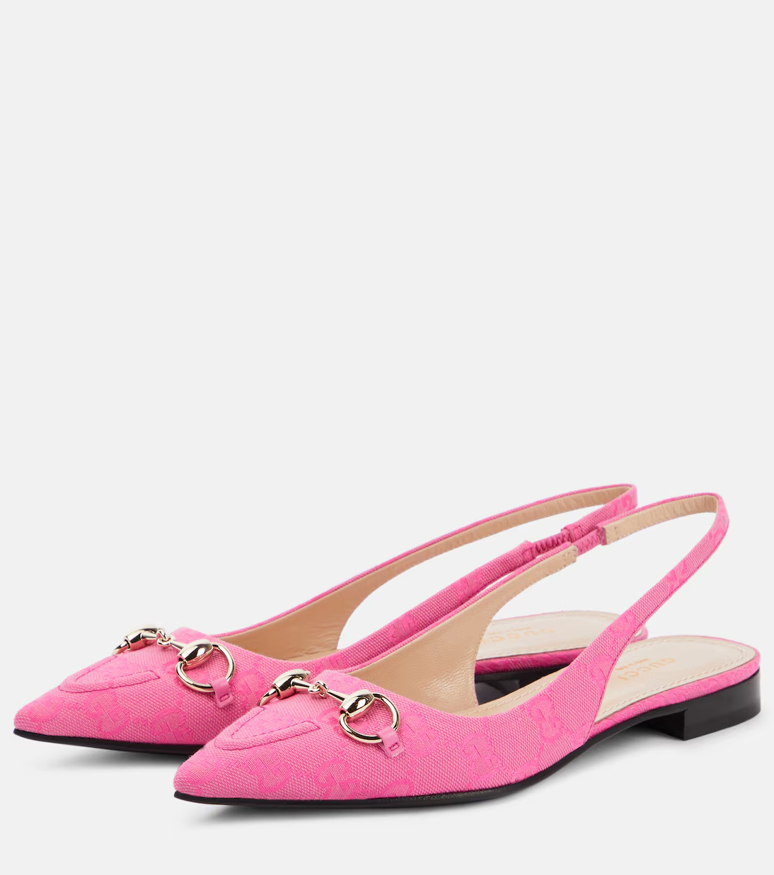 Horsebit GG canvas slingback flats