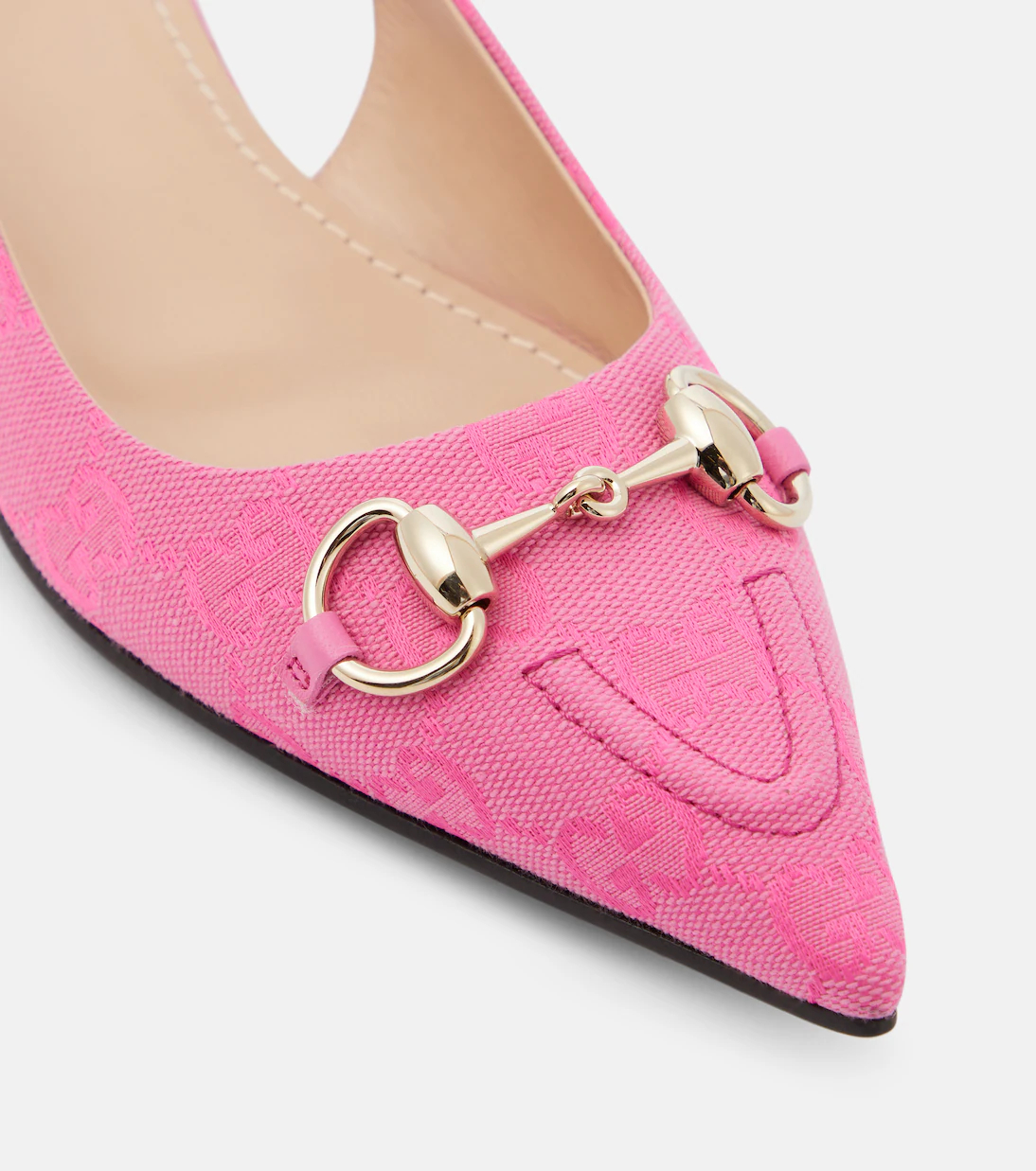 Horsebit GG canvas slingback flats