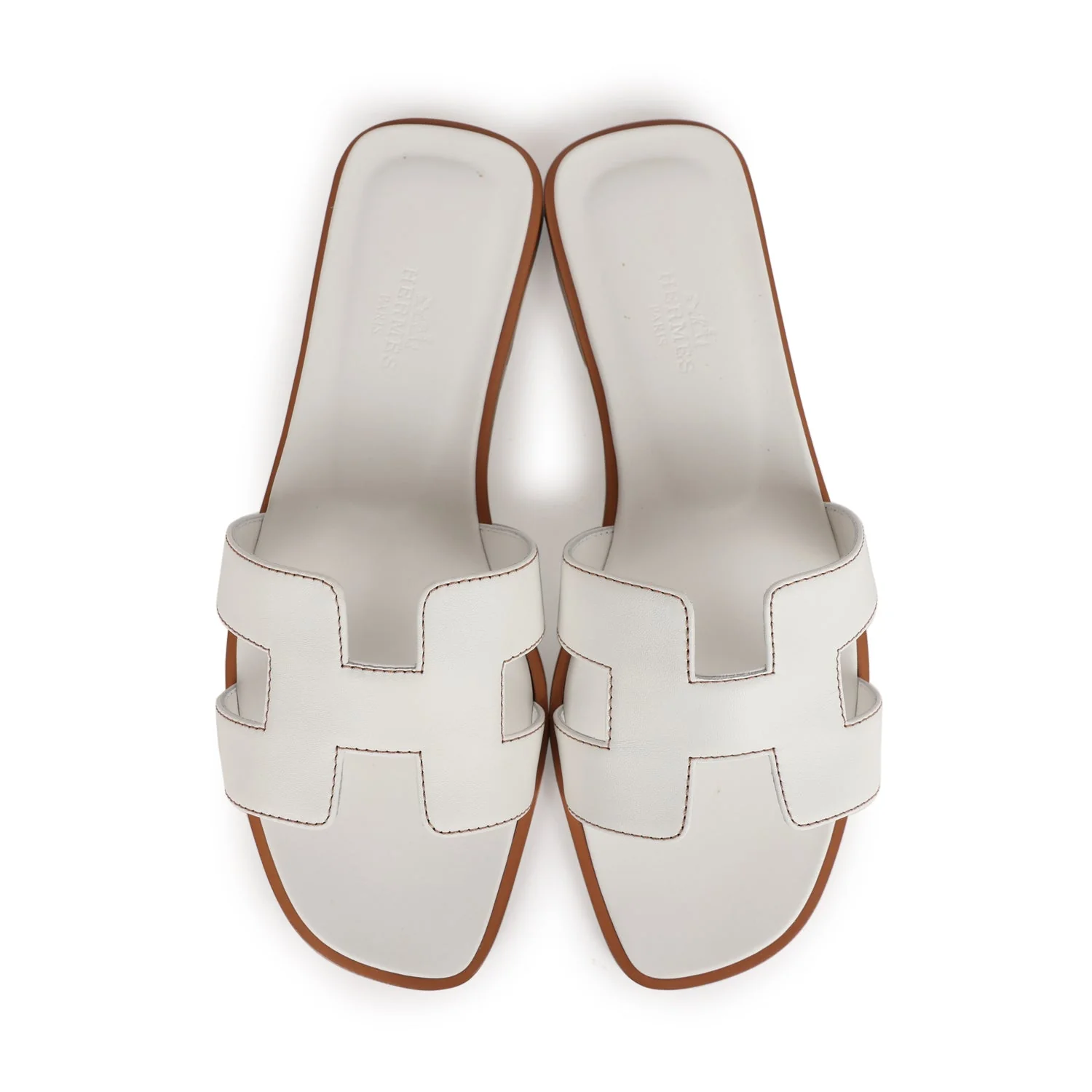 Hermès Oran Sandals White Box Calfskin 