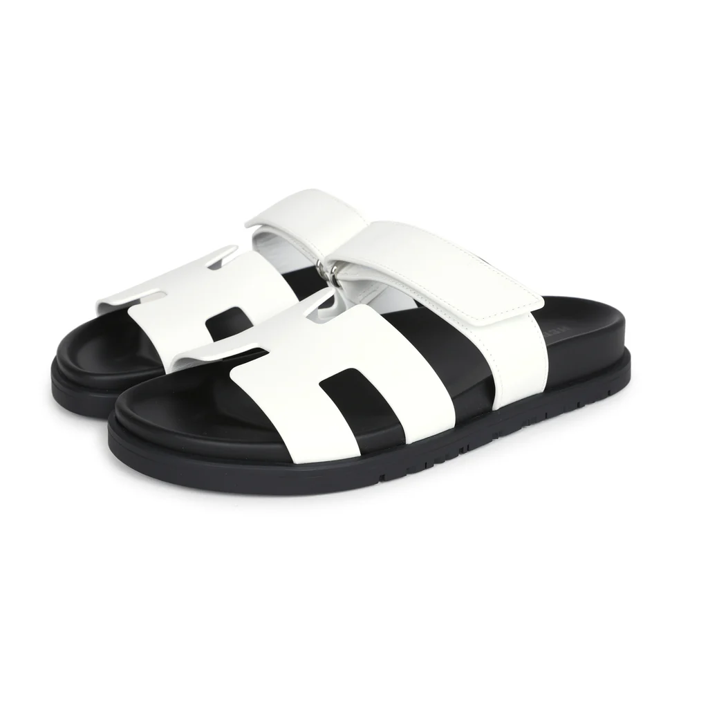 Hermès Chypre Techno Sandals White Calfskin Palladium Hardware