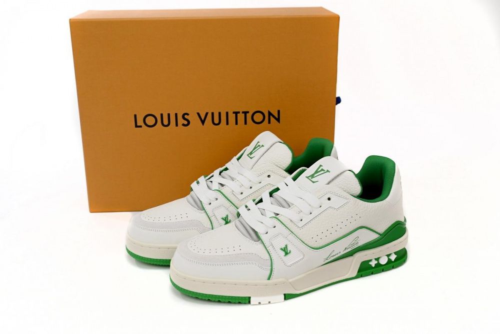 Louis Vuitton Trainer All Blue White Green Lychee Pattern