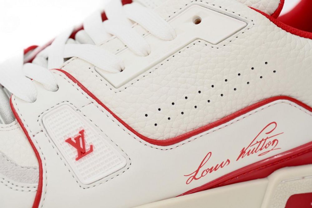 Louis Vuitton Trainer All Blue White Red Lychee Pattern