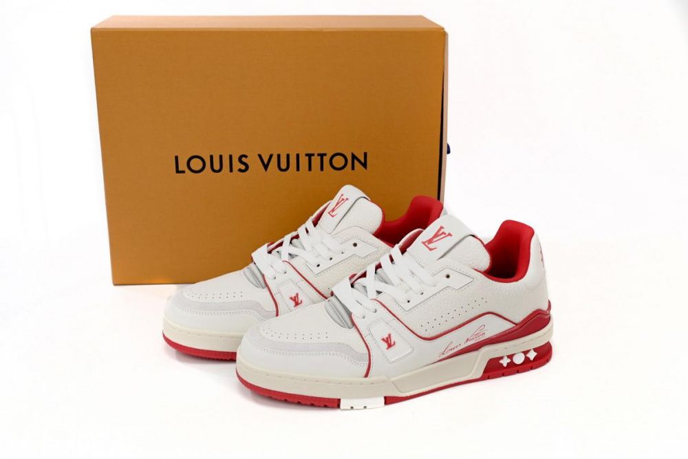 Louis Vuitton Trainer All Blue White Red Lychee Pattern