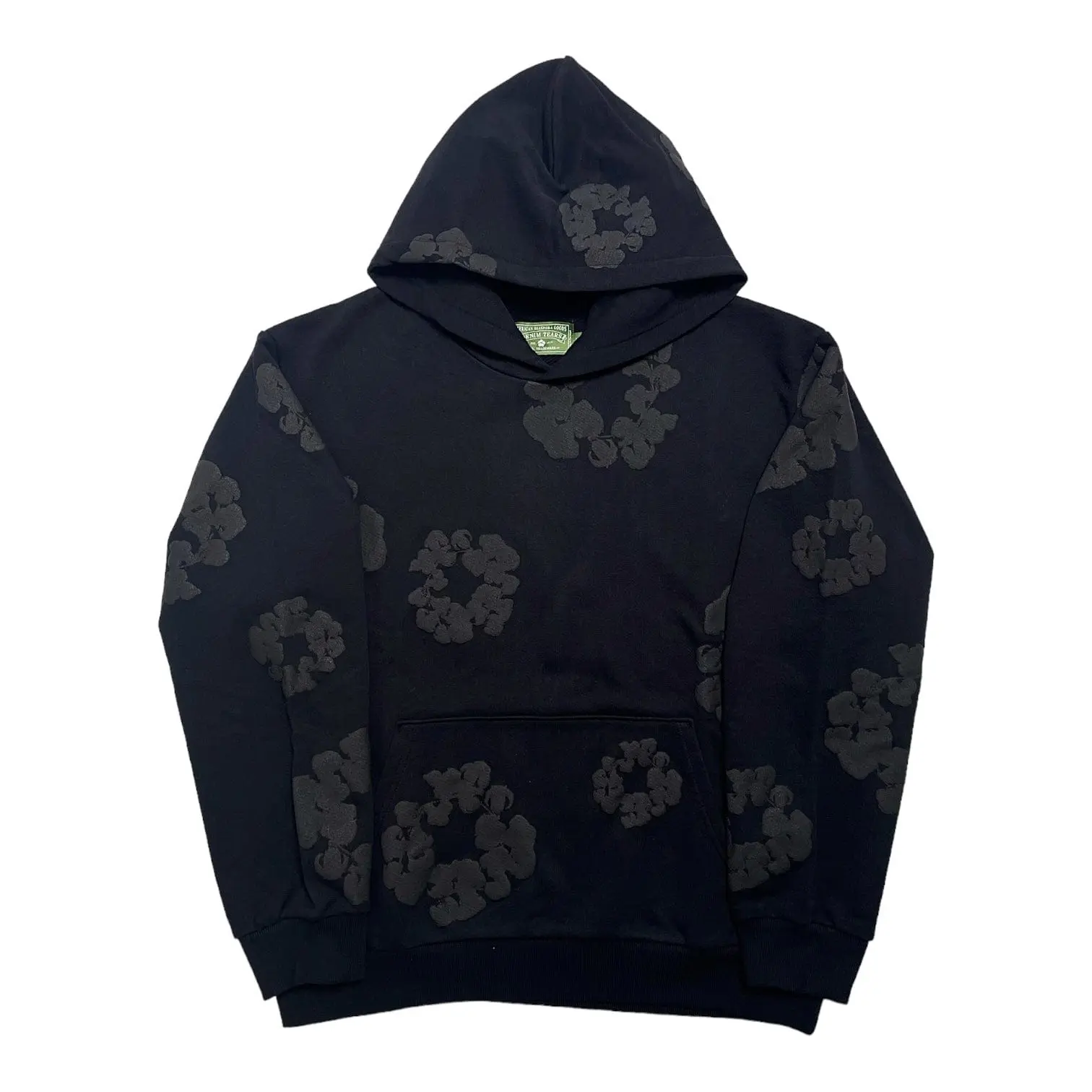 Tonal Wreath Hooded Sweatshirt Black