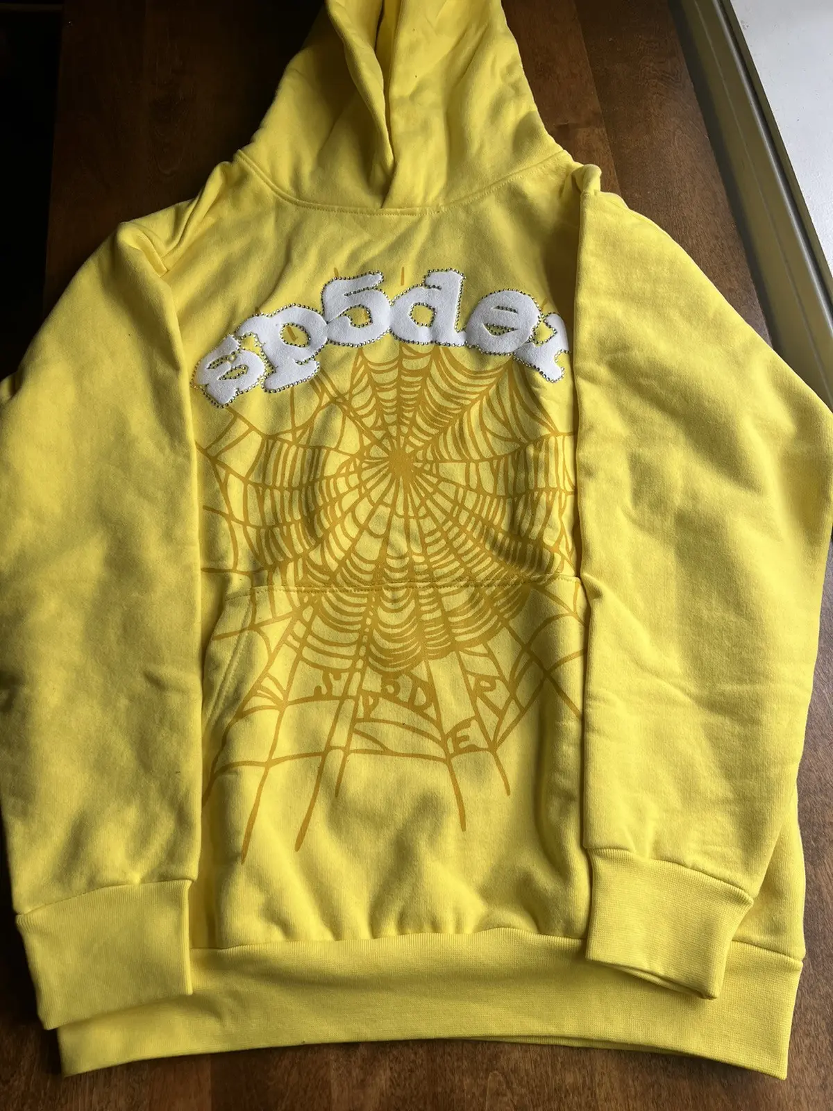 Sp5der Yellow Studded Websuit Hoodie