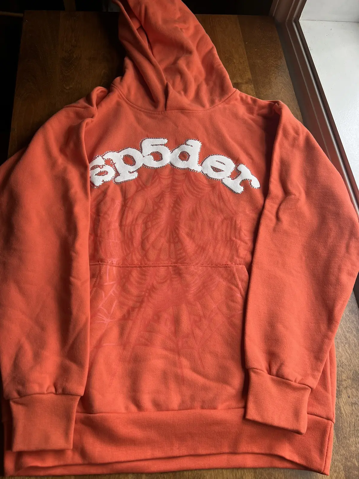 Sp5der Orange Studded Websuit Hoodie